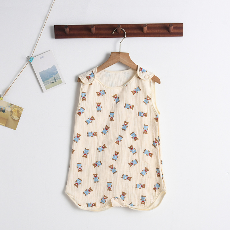 Baby Sommerschlafsack aus Musselin – Ärmeloser Schlafanzug mit Druckknöpfen