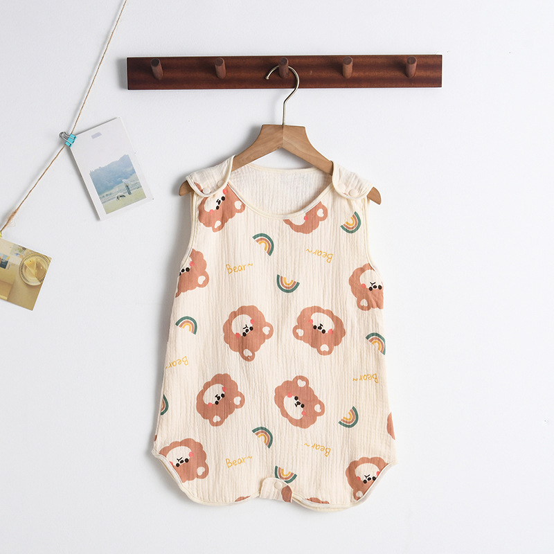 Baby Sommerschlafsack aus Musselin – Ärmeloser Schlafanzug mit Druckknöpfen