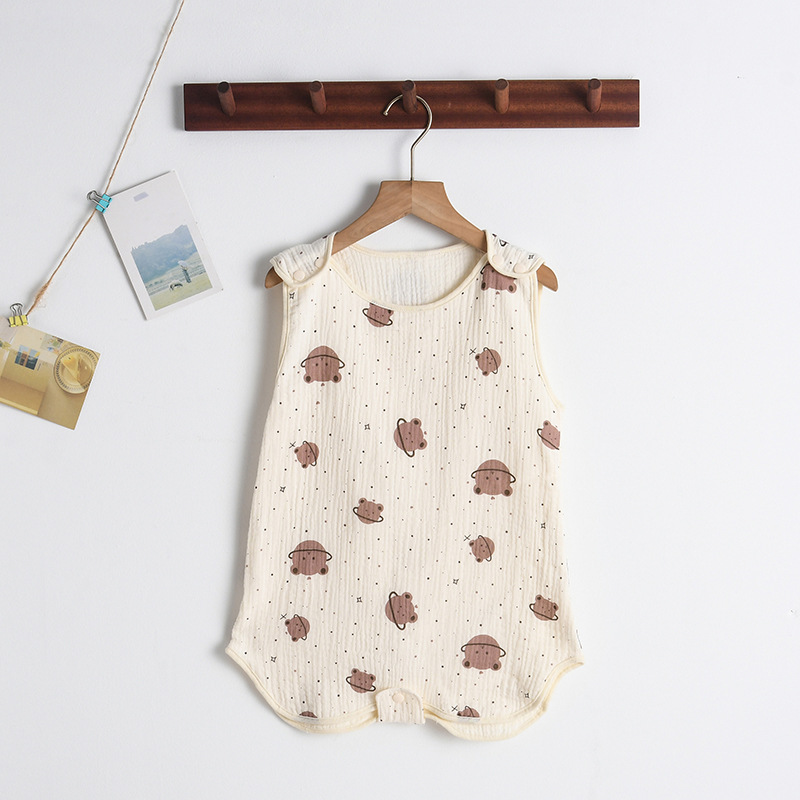 Baby Sommerschlafsack aus Musselin – Ärmeloser Schlafanzug mit Druckknöpfen