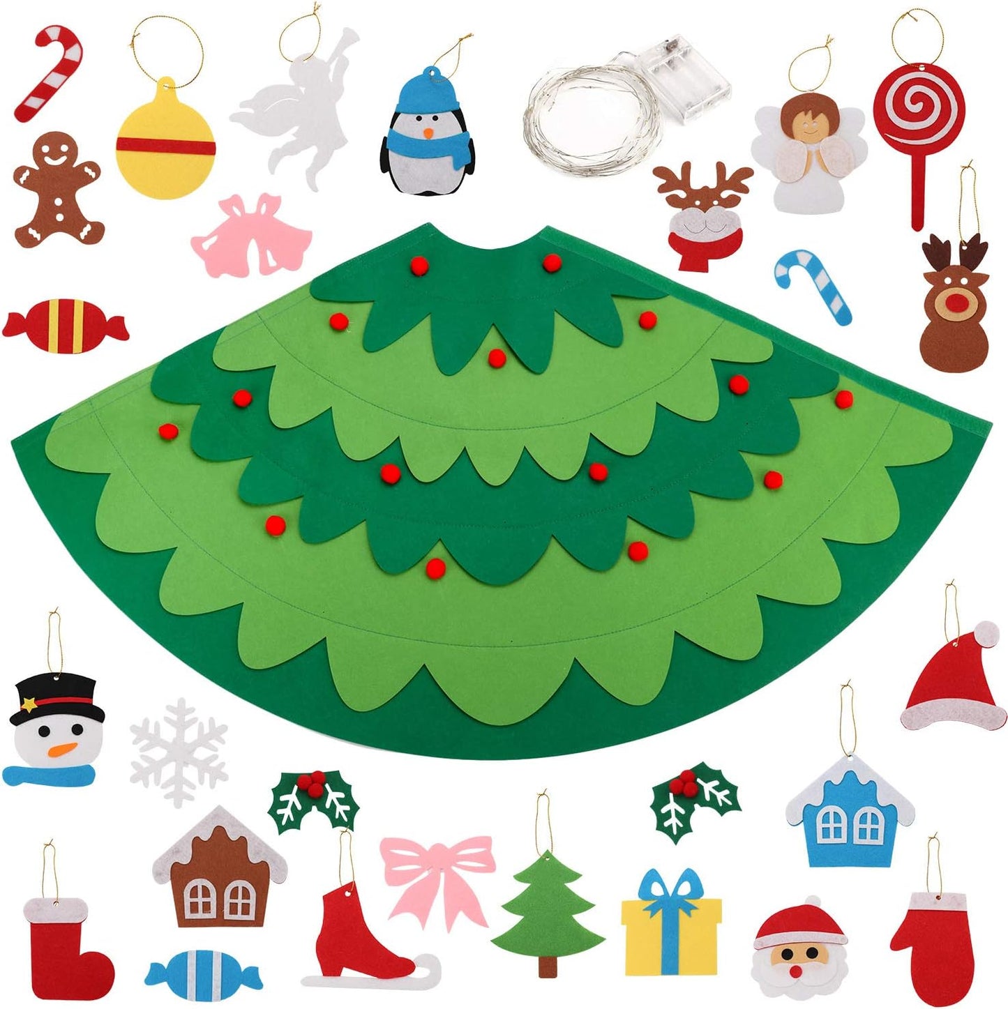 Montessori 3D Filz Weihnachtsbaum mit Lichterkette