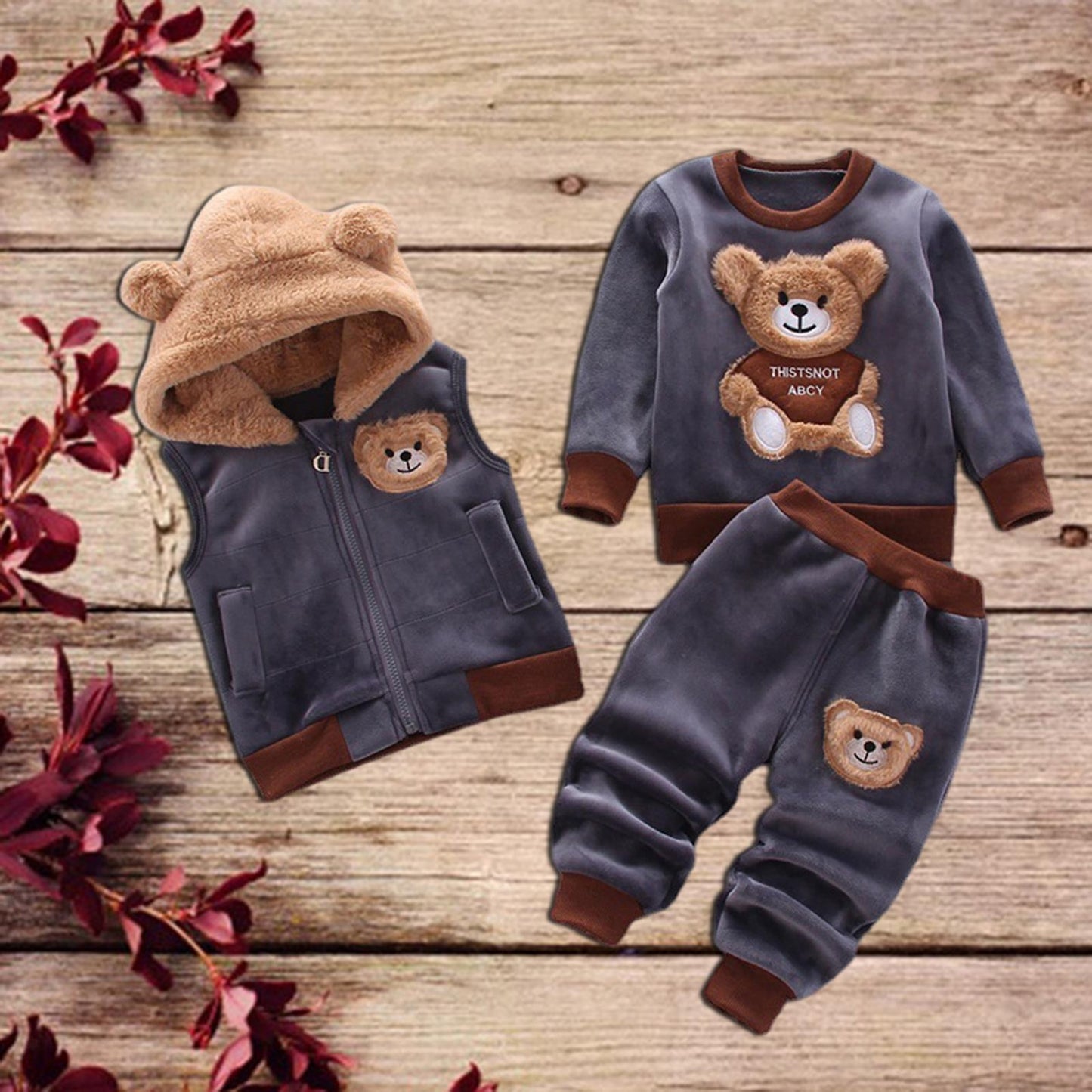 Warmes Baby Teddybär Winter Set (3-teiliges Set)
