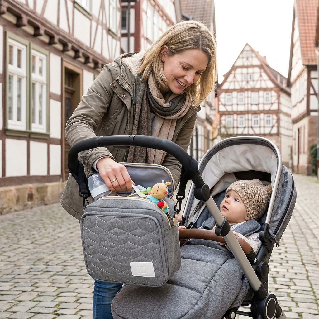 3-in-1 Kinderwagen-Organizer – Wasserdichte Wickeltasche mit isolierten Fächern