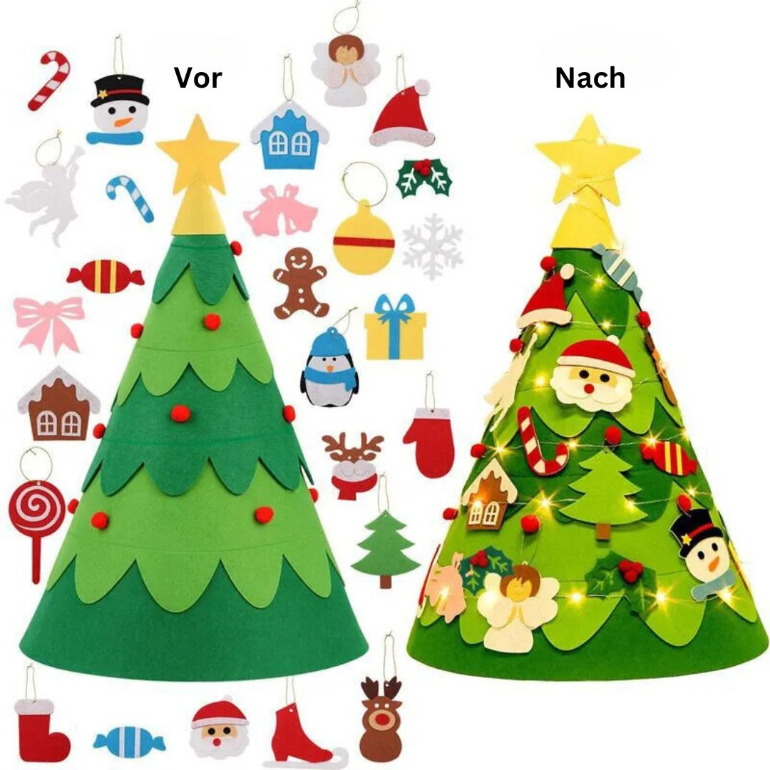 Montessori 3D Filz Weihnachtsbaum mit Lichterkette
