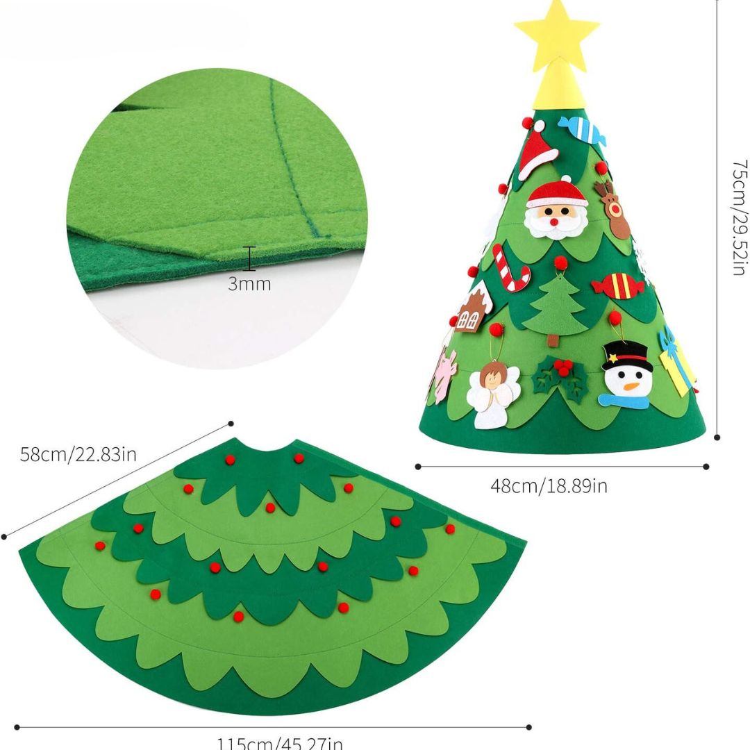 Montessori 3D Filz Weihnachtsbaum mit Lichterkette