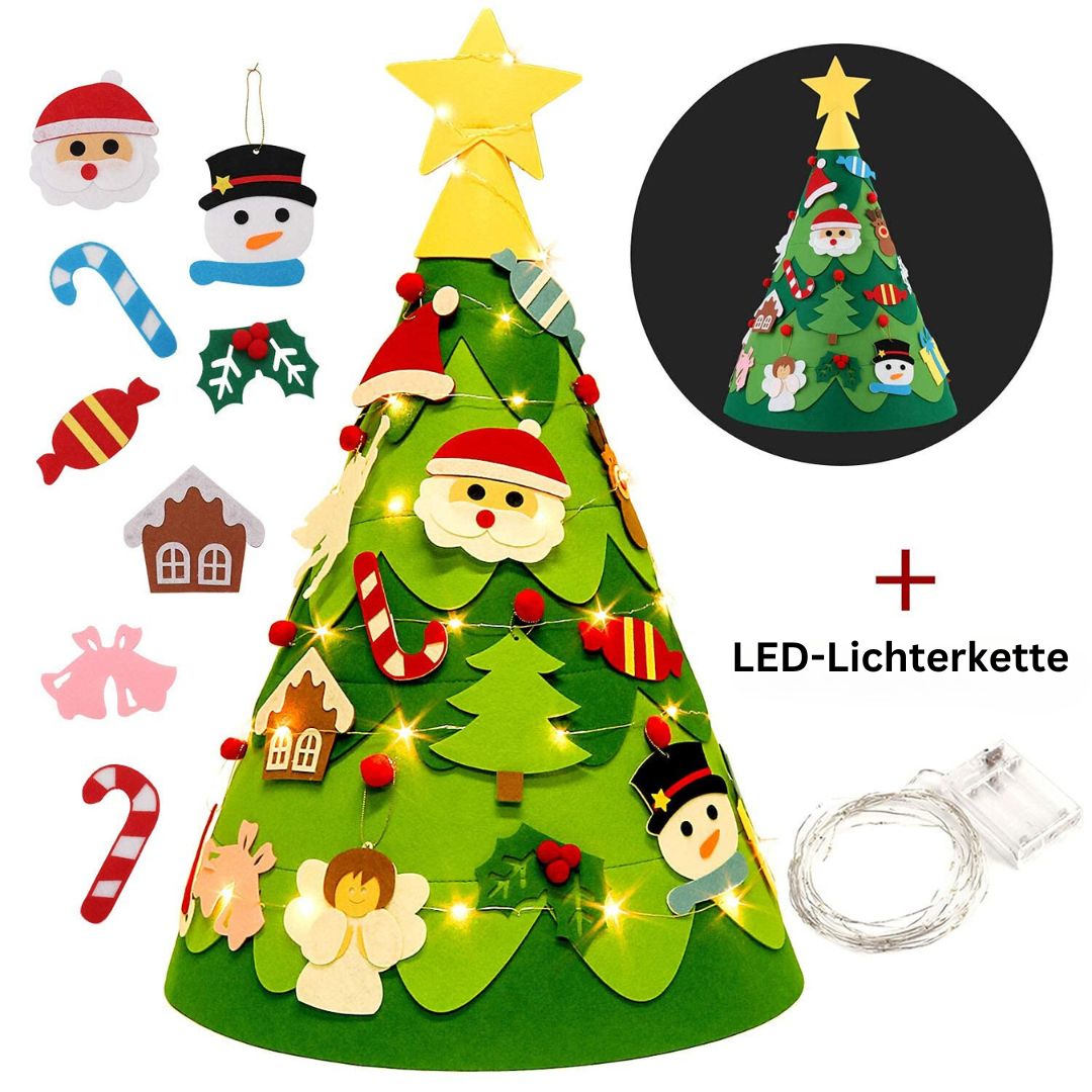 Montessori 3D Filz Weihnachtsbaum mit Lichterkette