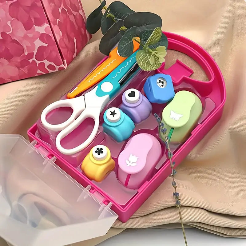 Sicheres Bastelset für Kinder mit Scheren und Stanzer