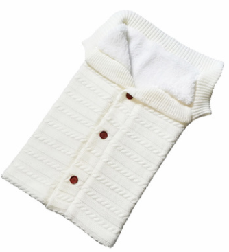 Baby Strick-Schlafsack mit Kapuze – Weicher, gefütterter Babyschlafsack