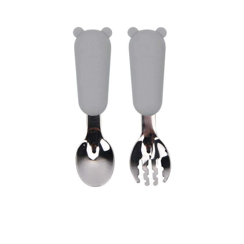 Kinder Besteck Set – Löffel und Gabel mit Silikon Griff – Sicher und Rutschfest