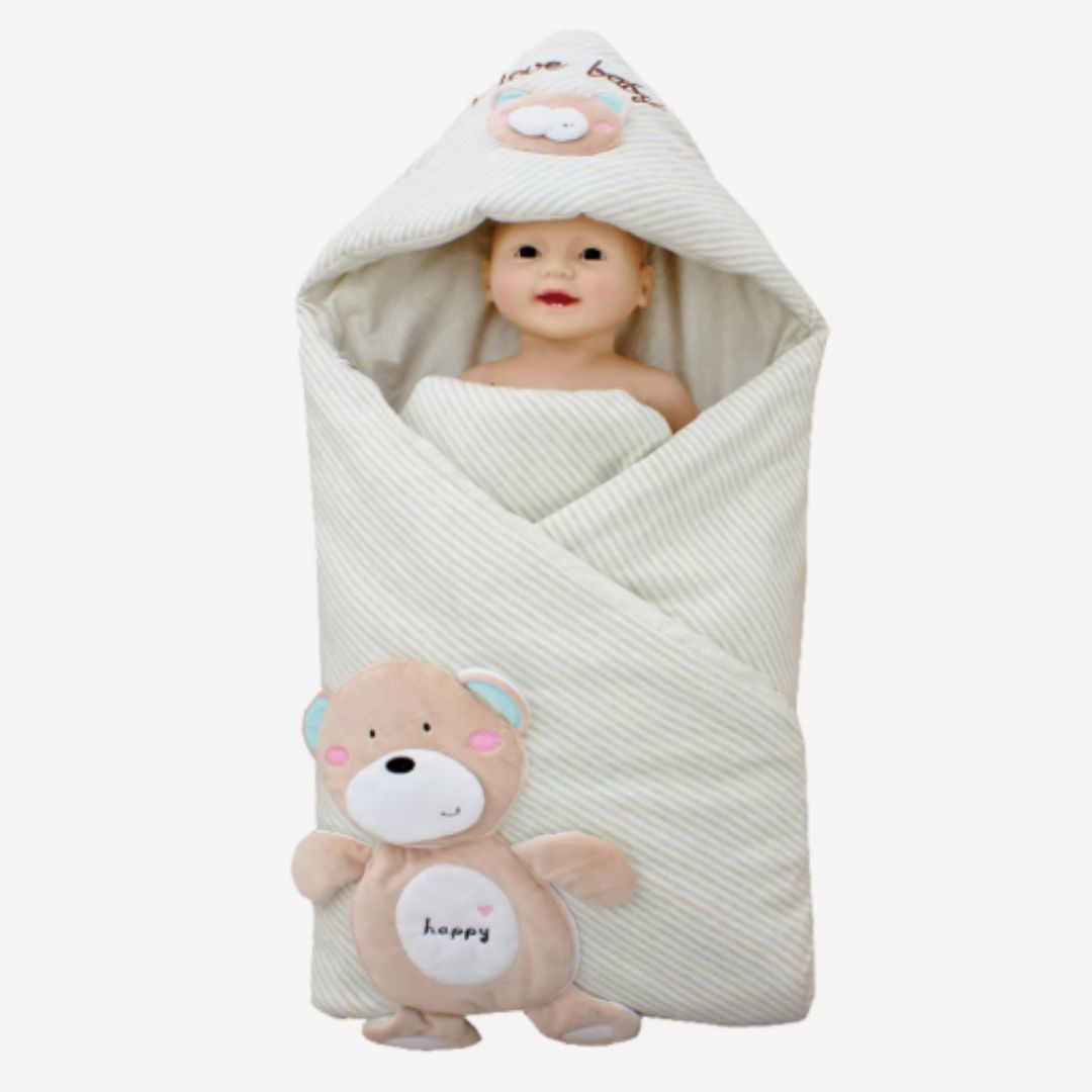 Baby Einschlagdecke mit Kapuze – Weicher Neugeborenen Schlafsack