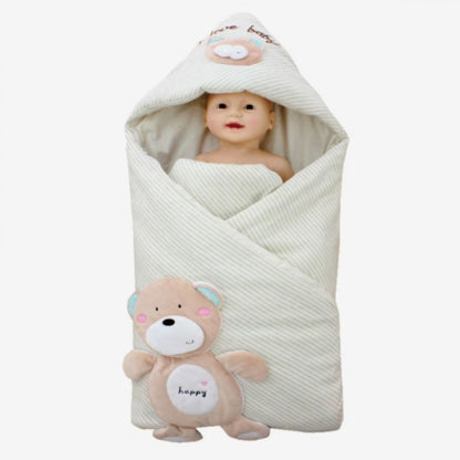 Baby Einschlagdecke mit Kapuze – Weicher Neugeborenen Schlafsack