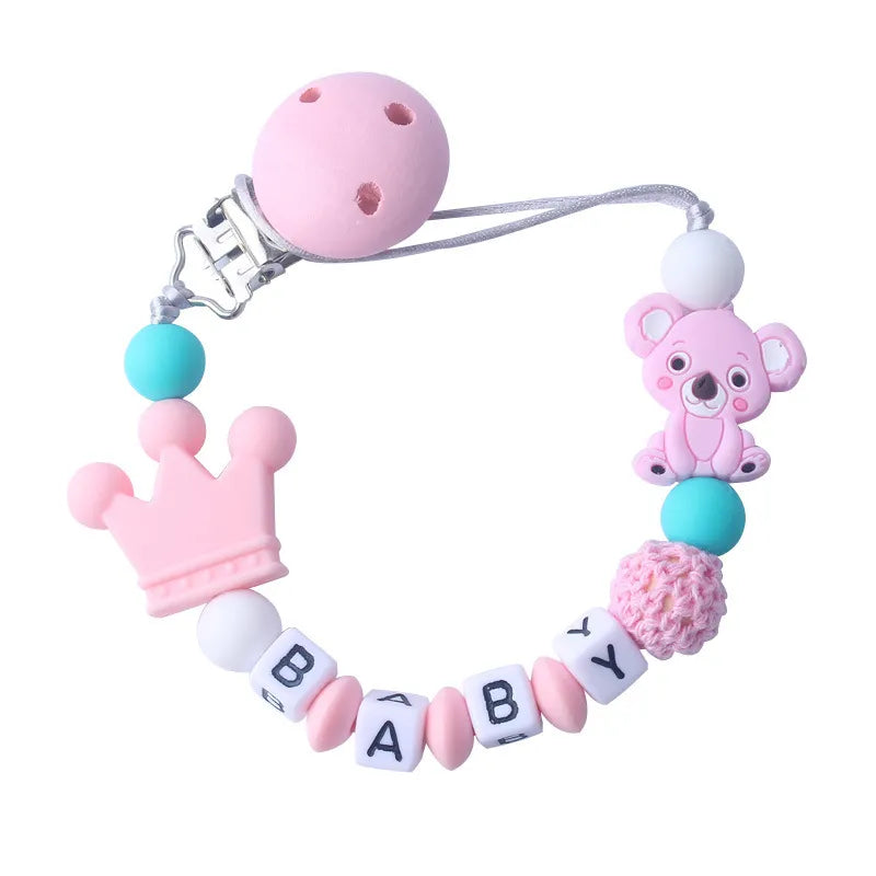 Baby Schnullerclip mit Krone und Bärchen