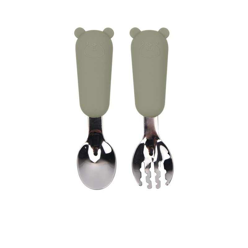 Kinder Besteck Set – Löffel und Gabel mit Silikon Griff – Sicher und Rutschfest