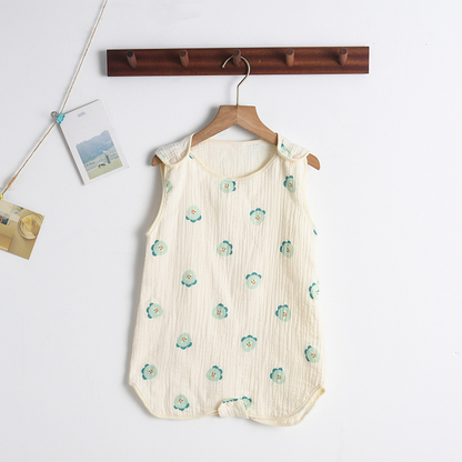 Baby Sommerschlafsack aus Musselin – Ärmeloser Schlafanzug mit Druckknöpfen