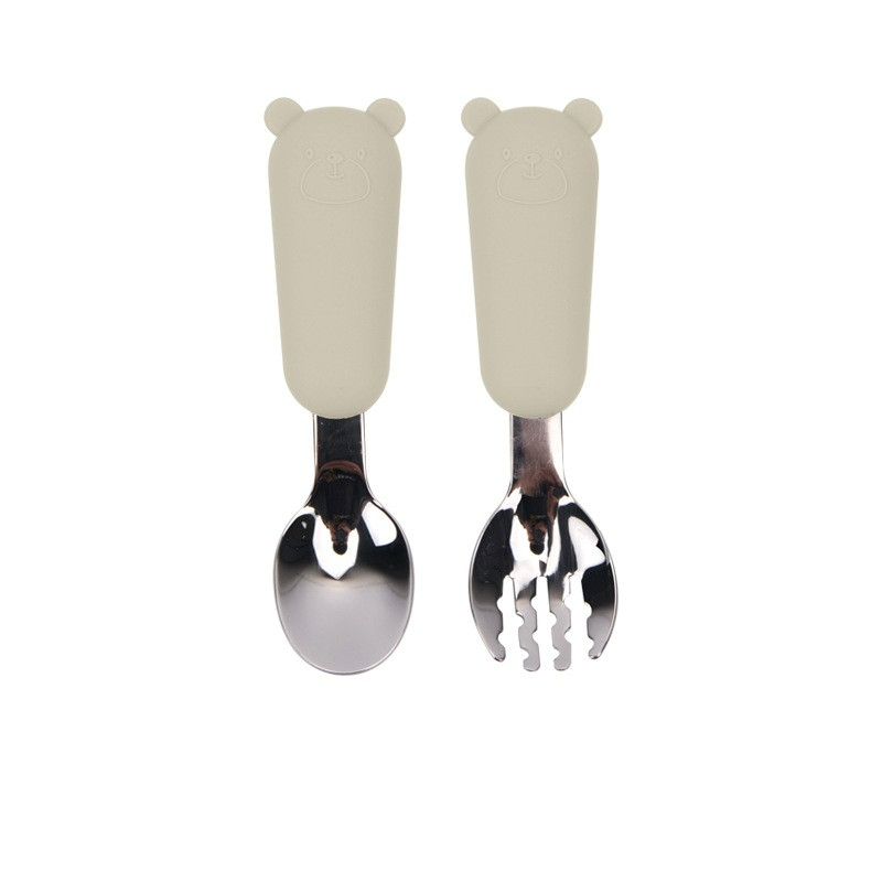 Kinder Besteck Set – Löffel und Gabel mit Silikon Griff – Sicher und Rutschfest