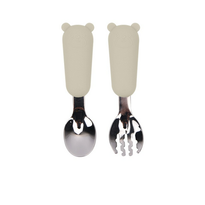 Kinder Besteck Set – Löffel und Gabel mit Silikon Griff – Sicher und Rutschfest