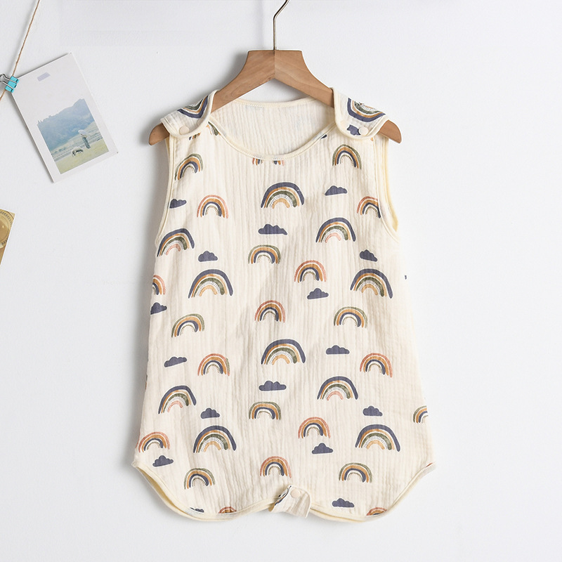 Baby Sommerschlafsack aus Musselin – Ärmeloser Schlafanzug mit Druckknöpfen