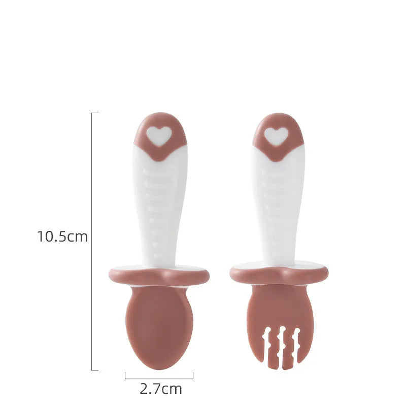 Baby Besteck Set – Ergonomischer Löffel und Gabel aus Silikon für Kleinkinder