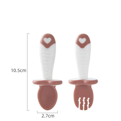Baby Besteck Set – Ergonomischer Löffel und Gabel aus Silikon für Kleinkinder