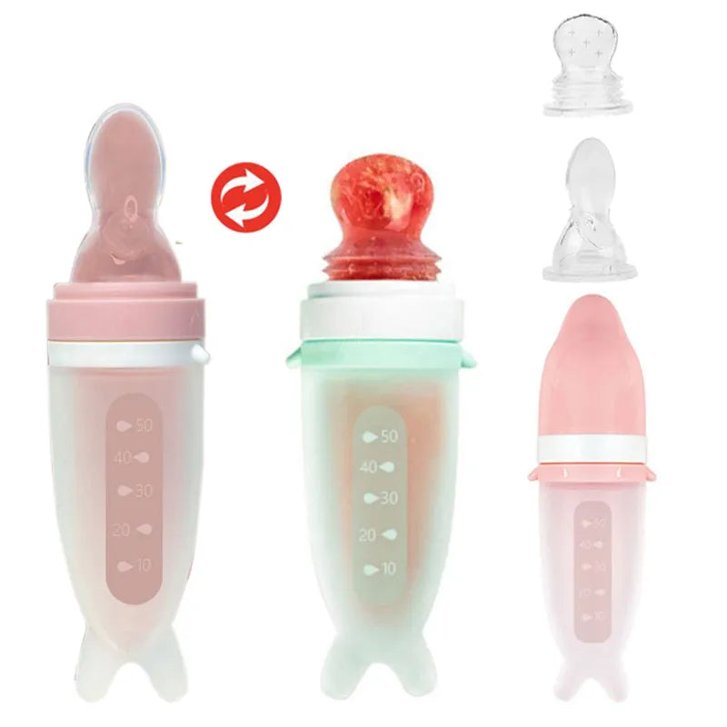 Silikon Quetschflasche für Babys – Fütterlöffel mit Skala