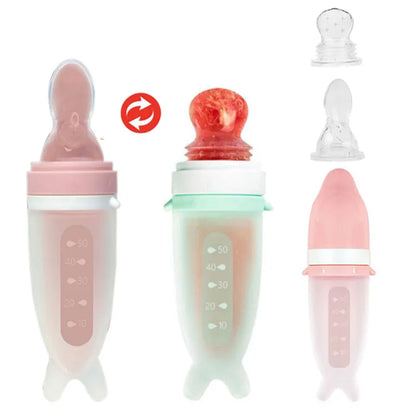 Silikon Quetschflasche für Babys – Fütterlöffel mit Skala