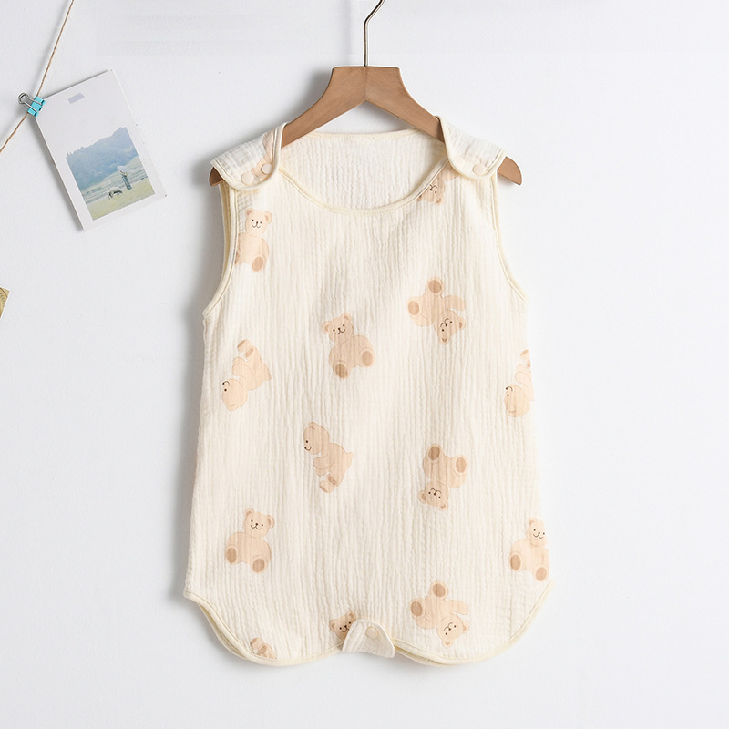 Baby Sommerschlafsack aus Musselin – Ärmeloser Schlafanzug mit Druckknöpfen