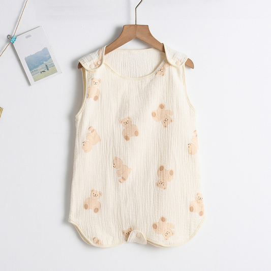 Baby Sommerschlafsack aus Musselin – Ärmeloser Schlafanzug mit Druckknöpfen