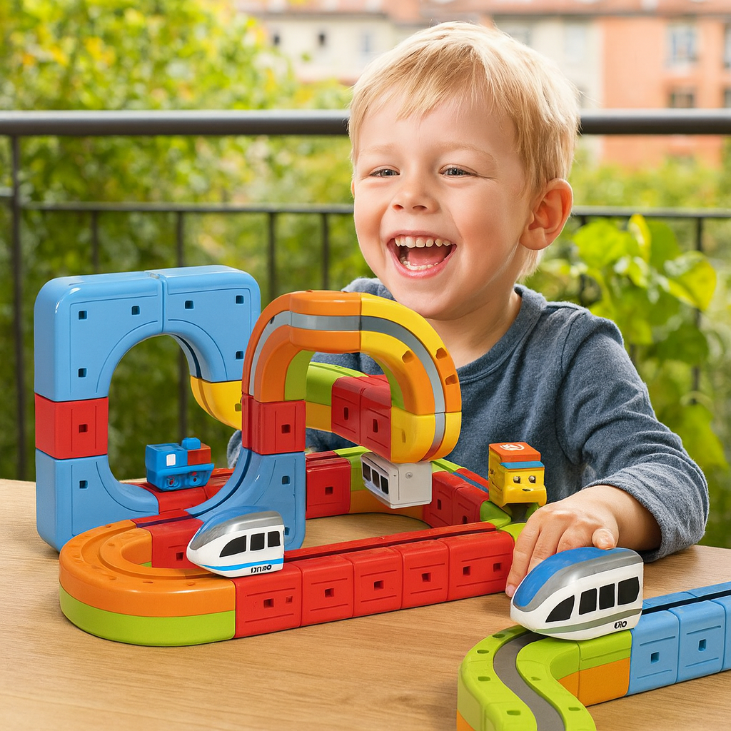 Magnetische Würfel Schienen Bahn Kinderspielzeug