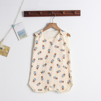 Baby Sommerschlafsack aus Musselin – Ärmeloser Schlafanzug mit Druckknöpfen