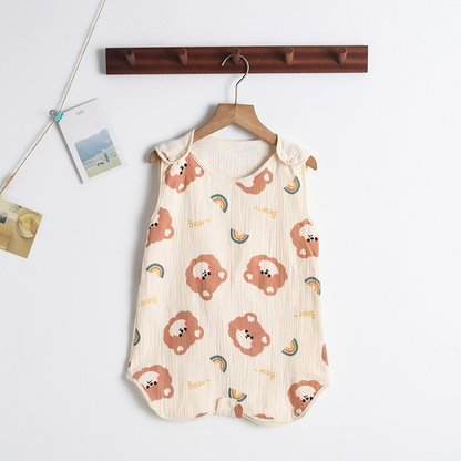 Baby Sommerschlafsack aus Musselin – Ärmeloser Schlafanzug mit Druckknöpfen