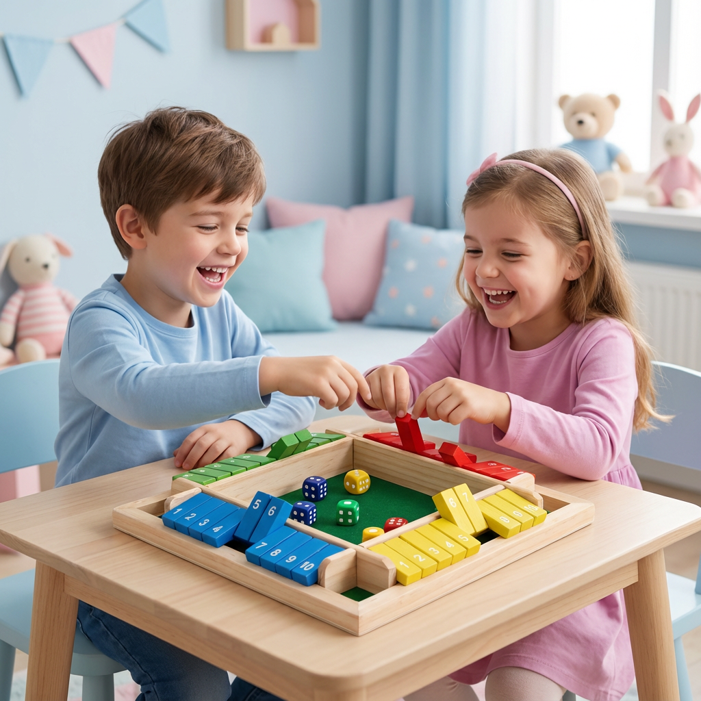 ShutTheBox Familien Klappenspiel 4 Spieler Set