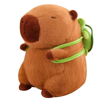 Weiche Capybara mit praktischen Schildkrötenrucksack