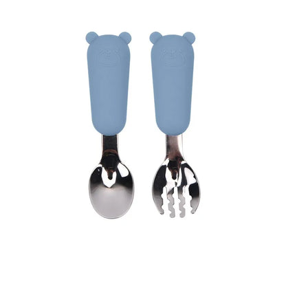 Kinder Besteck Set – Löffel und Gabel mit Silikon Griff – Sicher und Rutschfest