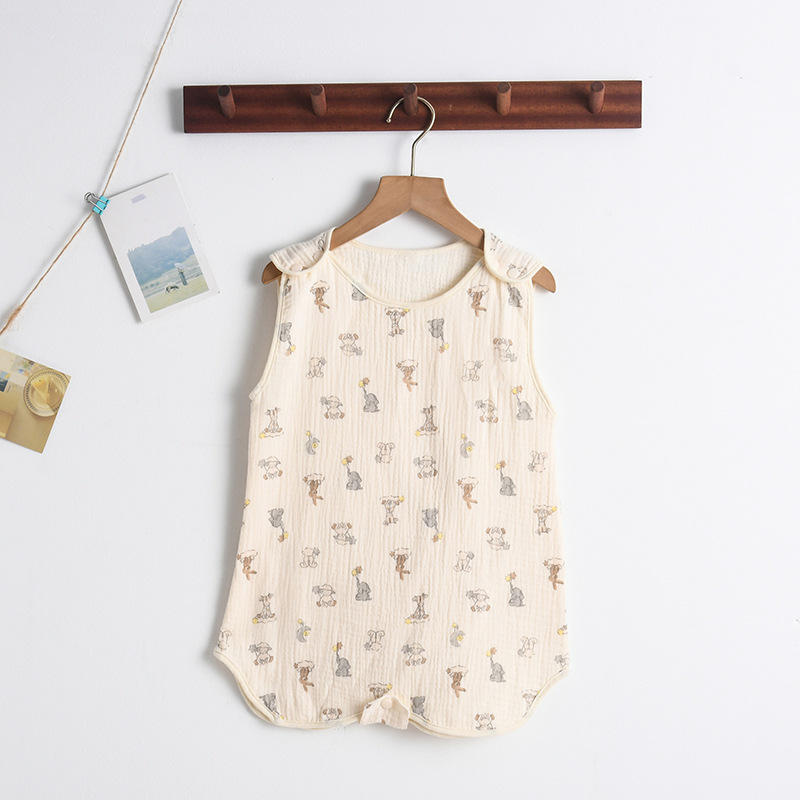 Baby Sommerschlafsack aus Musselin – Ärmeloser Schlafanzug mit Druckknöpfen