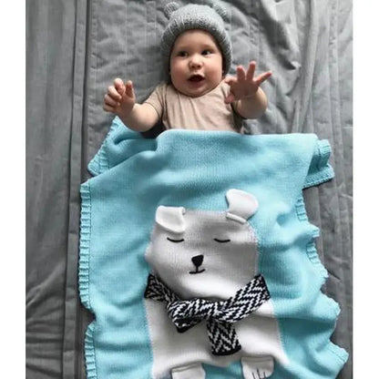 Baby Strickdecke mit Tiermotiv – Kuscheldecke mit 3D-Design für Kinder