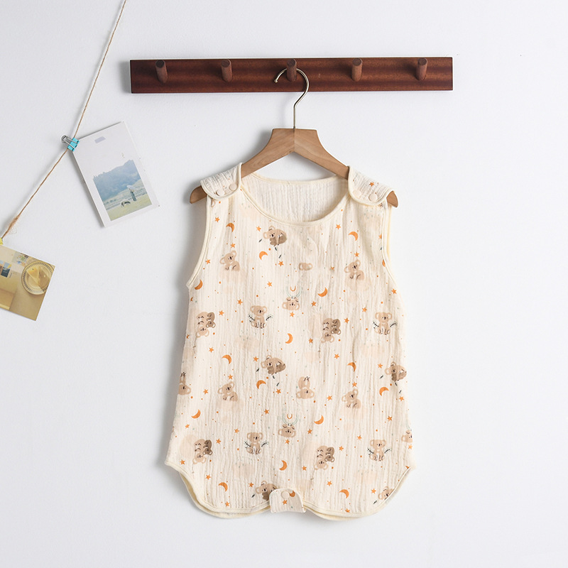 Baby Sommerschlafsack aus Musselin – Ärmeloser Schlafanzug mit Druckknöpfen