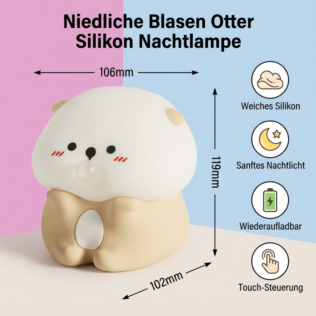 Niedliche Blasen Otter Silikon Nachtlampe