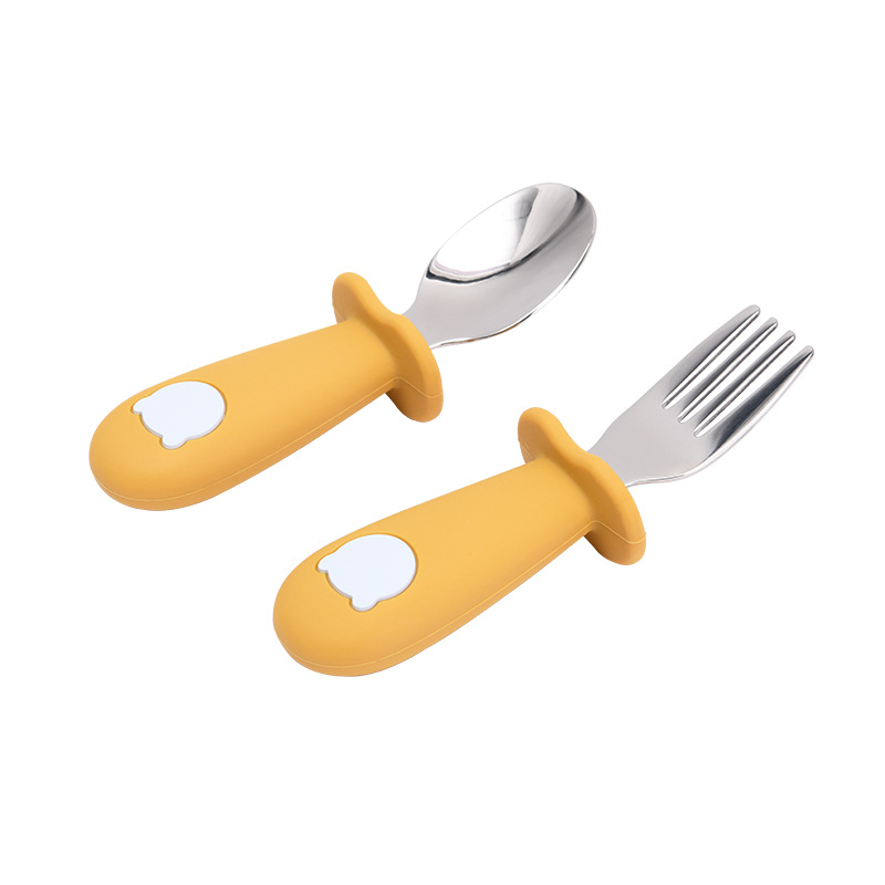 Kinder Besteck Set – Löffel und Gabel mit Silikon Griff – Sicher und Rutschfest