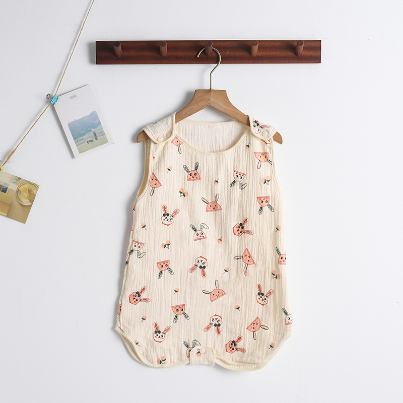 Baby Sommerschlafsack aus Musselin – Ärmeloser Schlafanzug mit Druckknöpfen