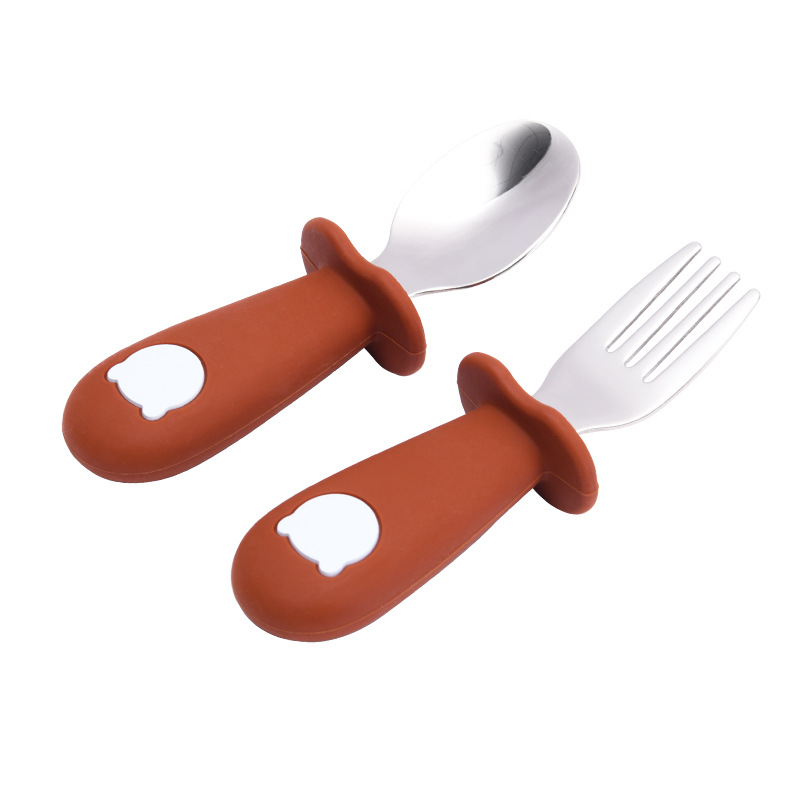 Kinder Besteck Set – Löffel und Gabel mit Silikon Griff – Sicher und Rutschfest