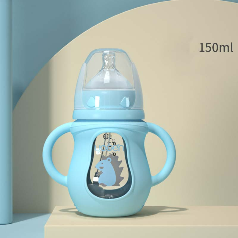 Baby Trinkflasche mit Griffen –  Silikon mit Weichem Sauger & Tiermotiv