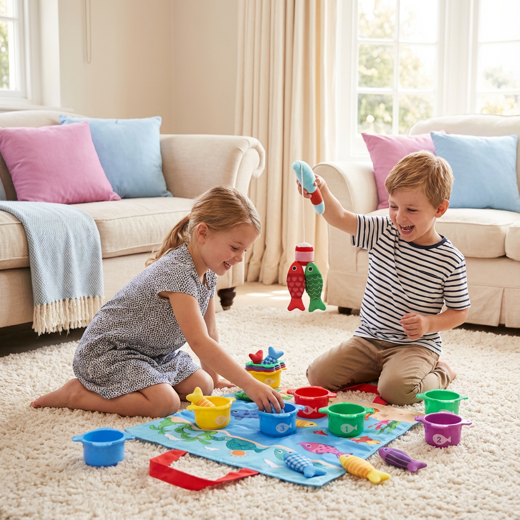 Montessori Plüsch Fischteich Kinderspielzeug