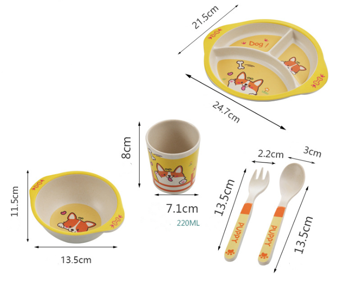 Kinder Geschirr Set – Teller, Becher und Besteck mit Tiermotiven für Mahlzeiten