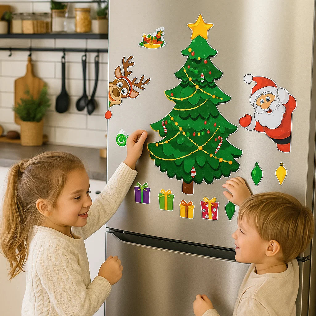 Weihnachtliches Montessori Magnet Sticker Set zum Selber Dekorieren