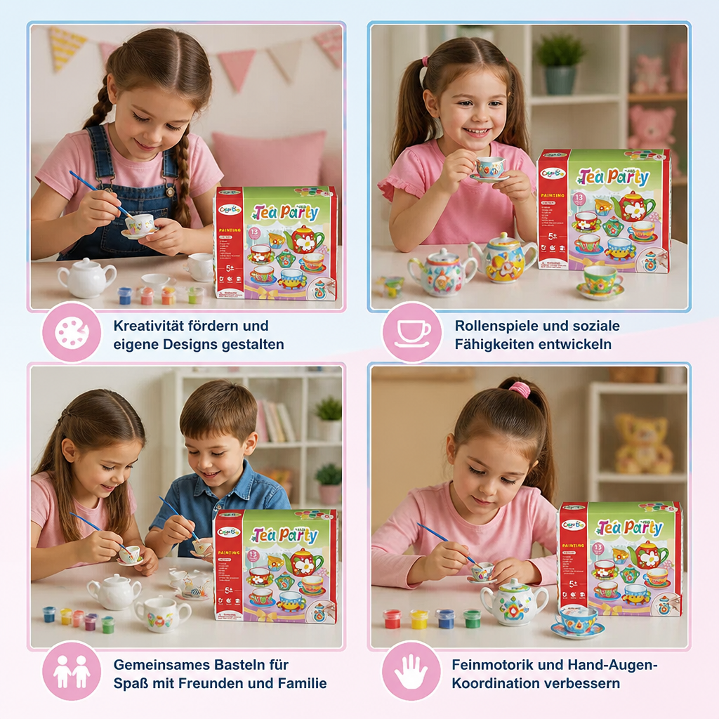 Cross-border Creative DIY Graffiti Plaster Painting and Coloring Teapot Set for Pretend Play Toys and Teaware Combinations