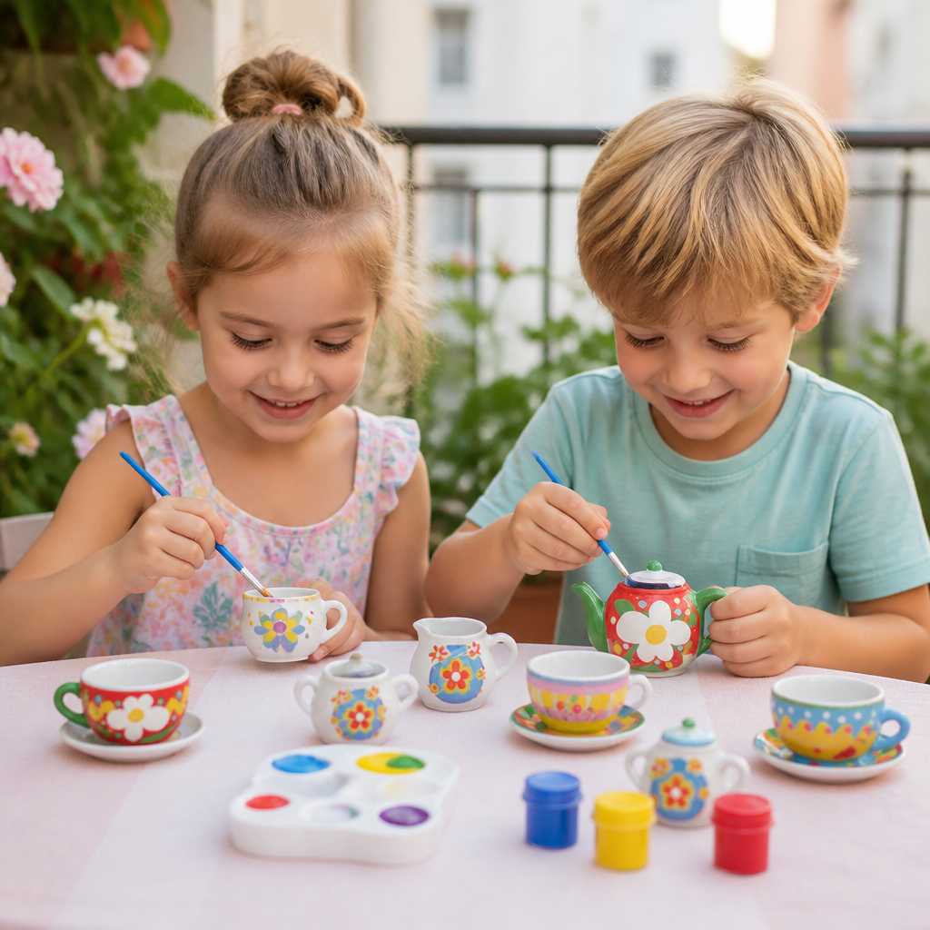 Cross-border Creative DIY Graffiti Plaster Painting and Coloring Teapot Set for Pretend Play Toys and Teaware Combinations