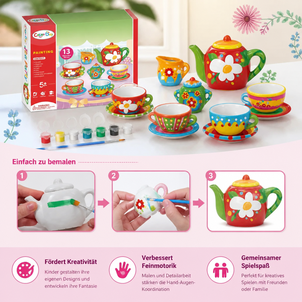 Cross-border Creative DIY Graffiti Plaster Painting and Coloring Teapot Set for Pretend Play Toys and Teaware Combinations