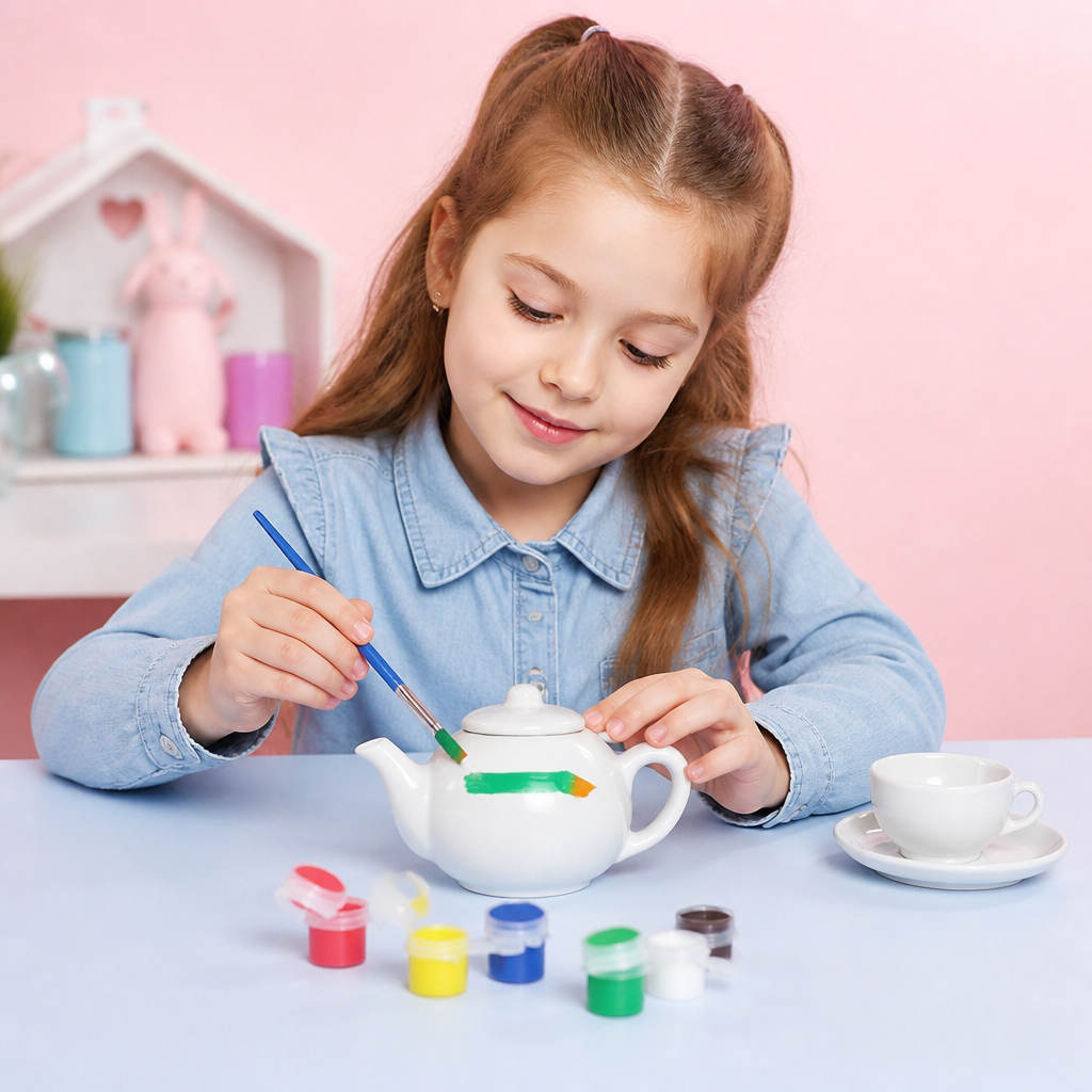 Cross-border Creative DIY Graffiti Plaster Painting and Coloring Teapot Set for Pretend Play Toys and Teaware Combinations