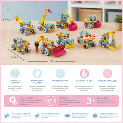 9-in-1 STEM-Bauset für Konstruktionsfahrzeuge
