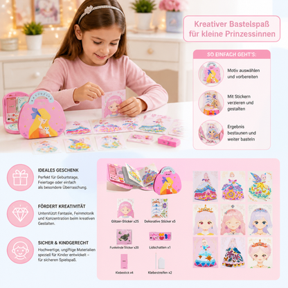 Prinzessin Diamant Sticker & Schminke Bastelset – Glitzer Kreativset für Mädchen