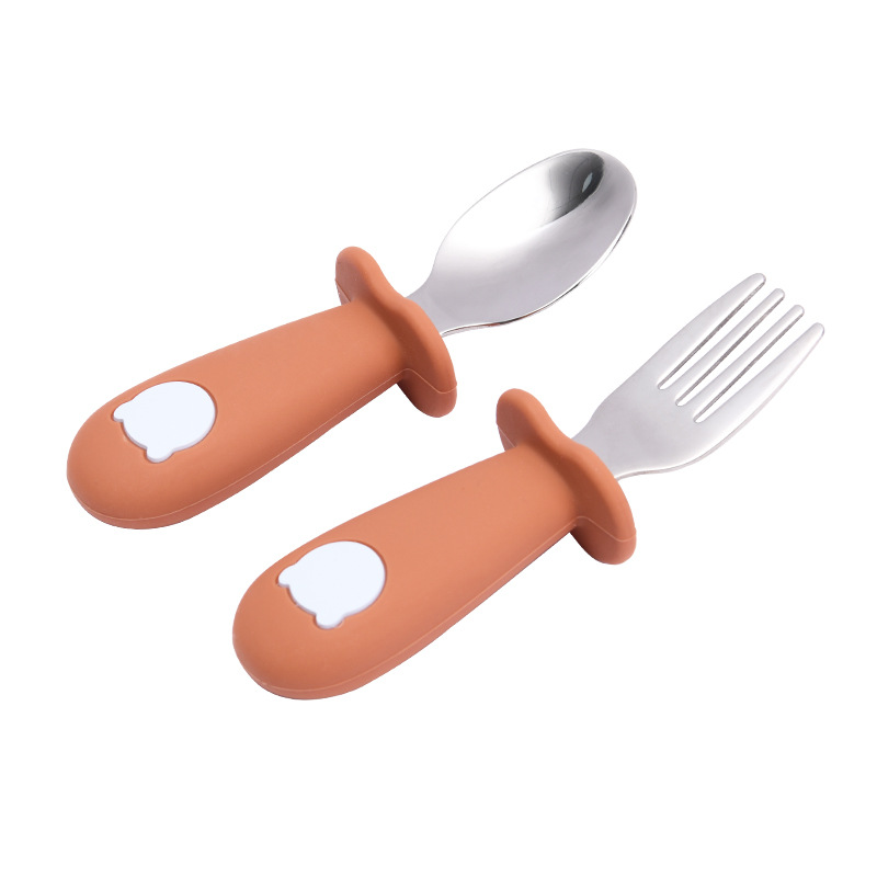 Kinder Besteck Set – Löffel und Gabel mit Silikon Griff – Sicher und Rutschfest